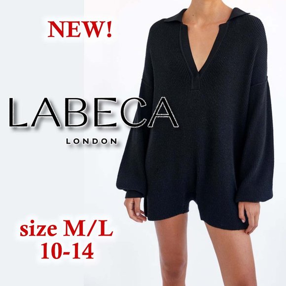 NEW LaBeca Black Knit Romper size M/L 12-14 SO SOFT! - Picture 1 of 14